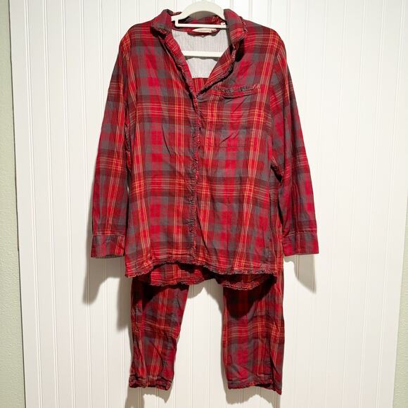 Soft Surroundings Night Divine Red Plaid Flannel Pajamas Size Small - Picture 2 of 14